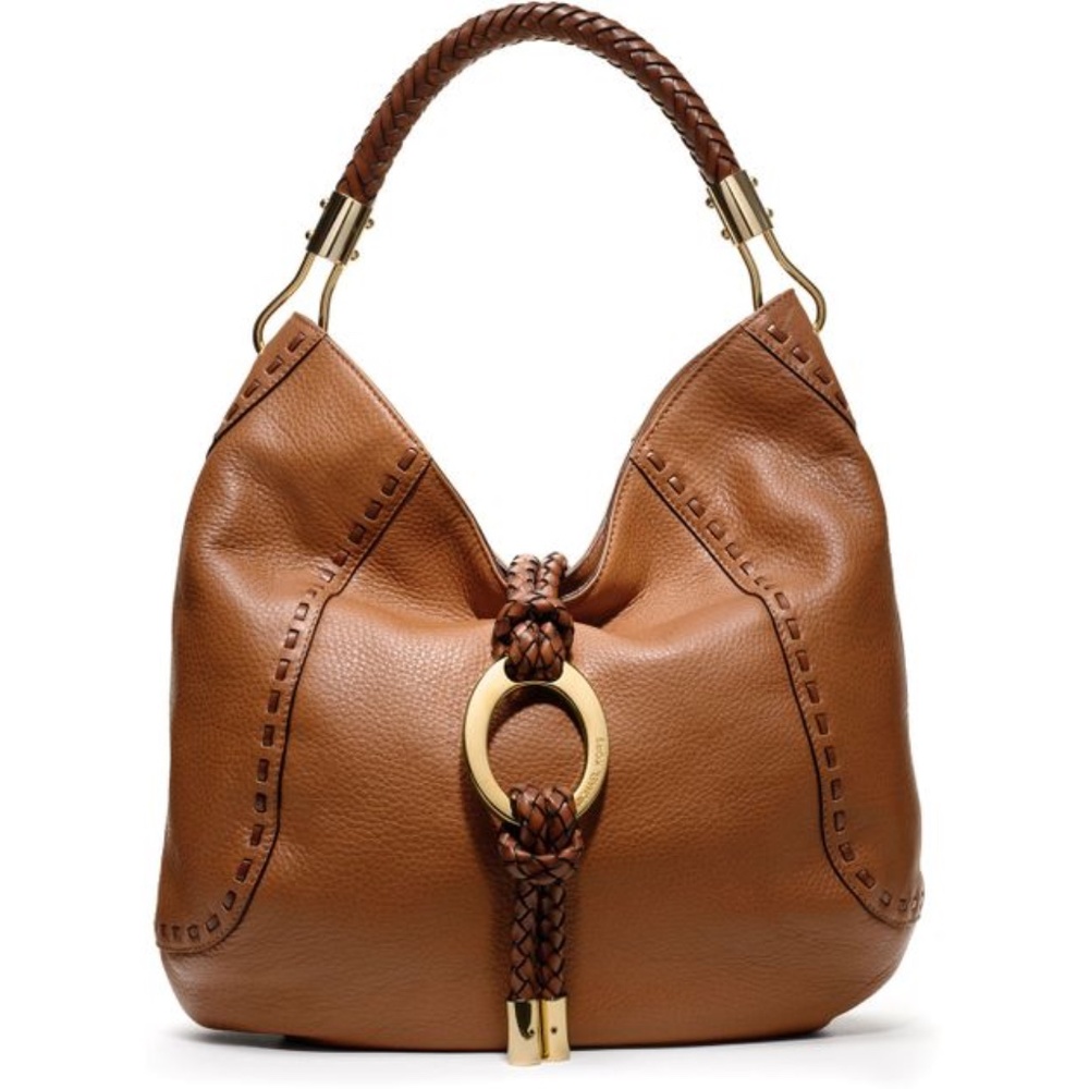 Michael Kors Collections Scorpios Pebbled Ring Hobo in Luggage Brown